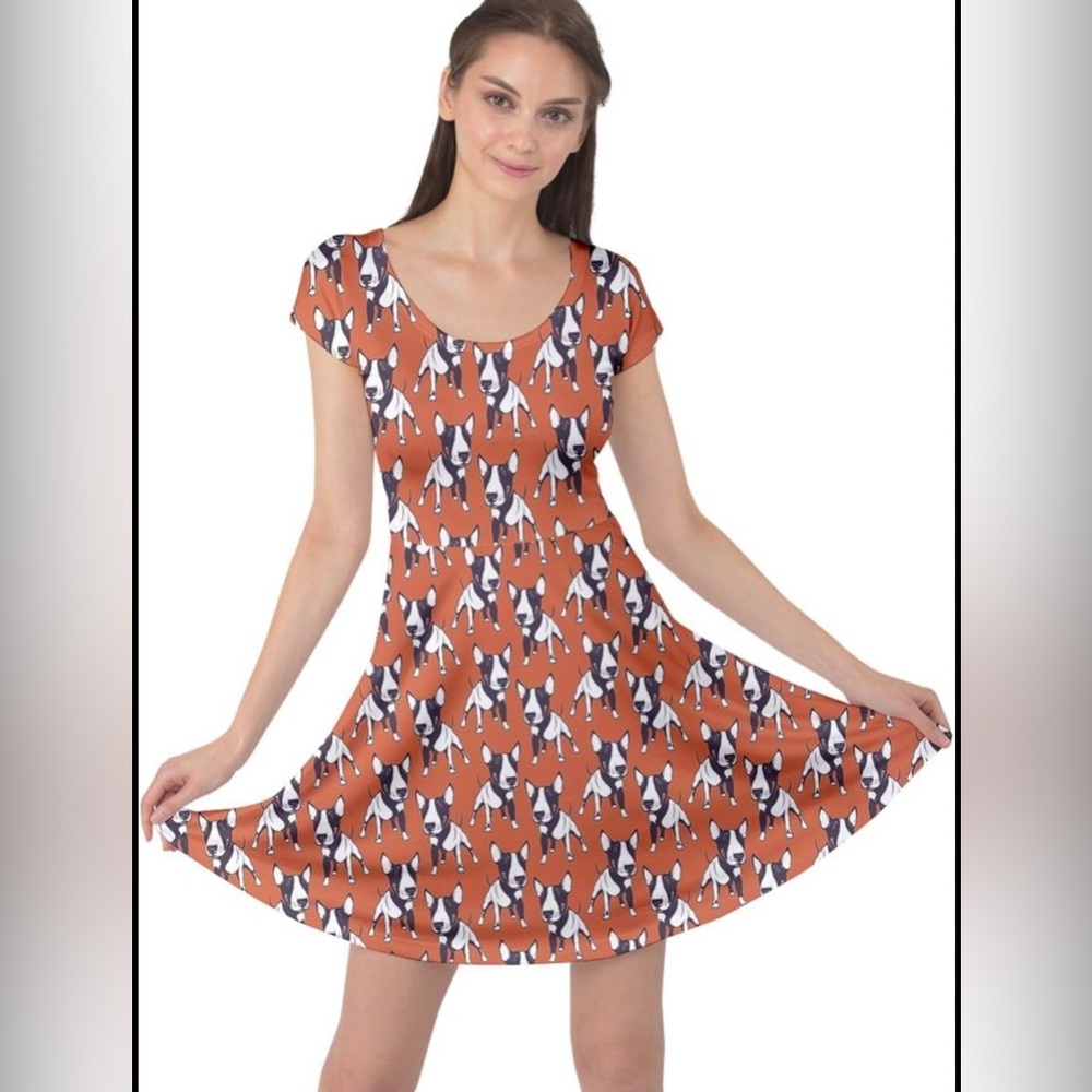 CowCow Dress M DOG Pop Art Print  BULL TERRIER Festival ALine retro